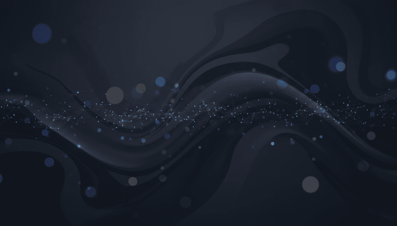 Abstract dark background with soft bokeh lights and a subtle data stream pattern
